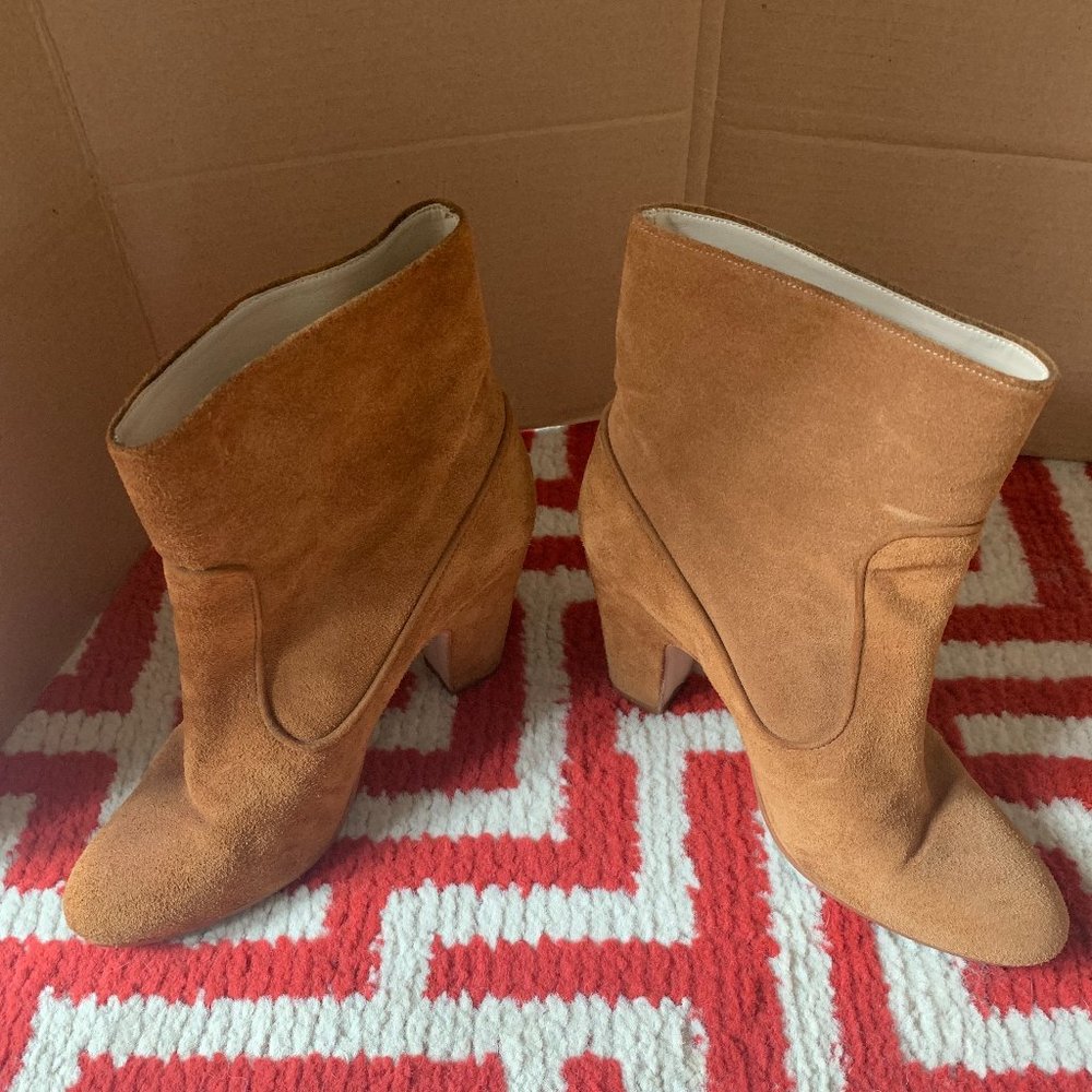 Zara Basic Collection Women's Pull On Brown Suede Ankle Booties